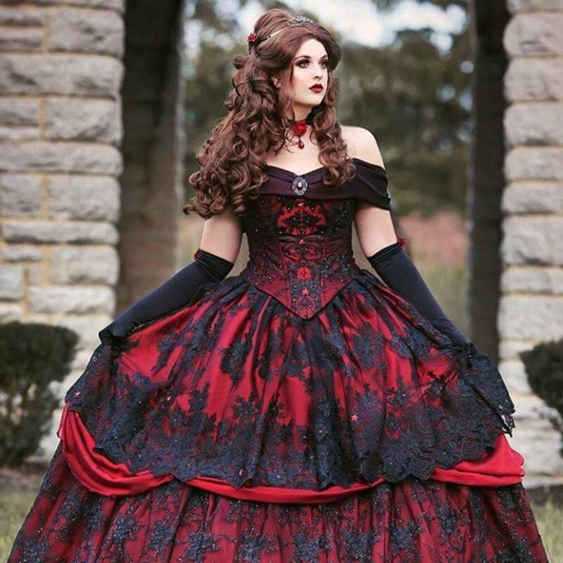 red and black wedding dresses